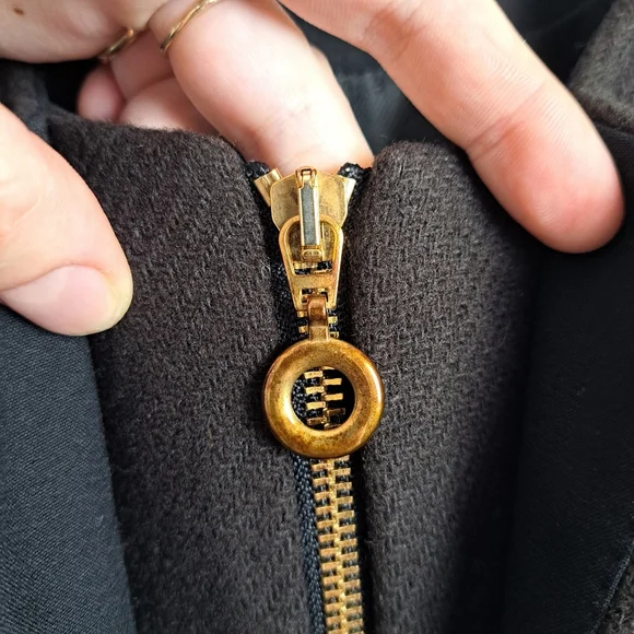 Zara Dark Taupe Wool Blend Long Zip Up Minimalist Dressy Peacoat Size XS - Picture 5 of 6